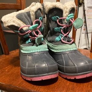 Gray and Pink Winter Boots with Faux Fur from Target - Size 10 Little Kids